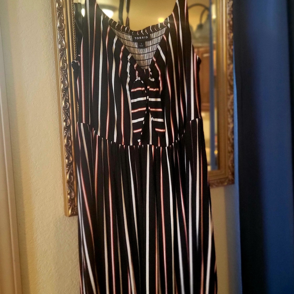 Torrid Black, White & Red Striped Dress